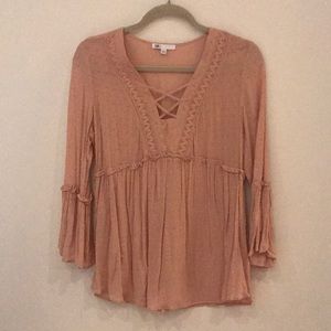 Pale Pink Long Sleeve Blouse - DR2 size Small